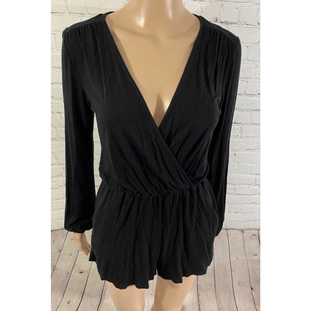 west seal black vneck long sleeve romper XS